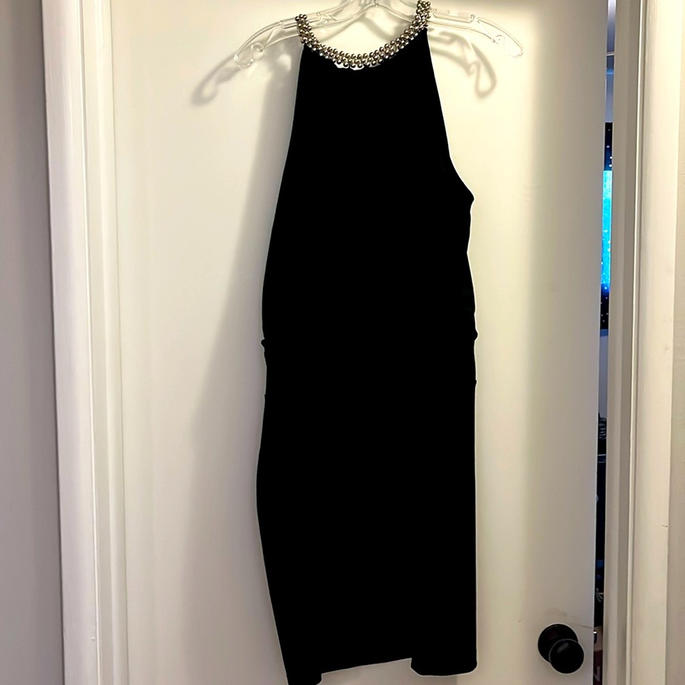 Black Halter Dress with beading